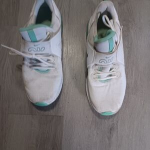 Nike White and Teal Athletic Shoes